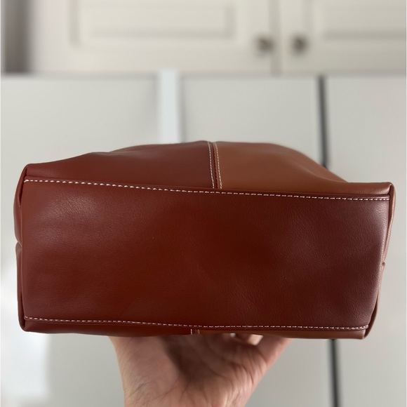 NWT URBAN OUTFITTERS Two Tone Brown Vegan Leather Handbag Purse Silver Accent - Picture 8 of 16